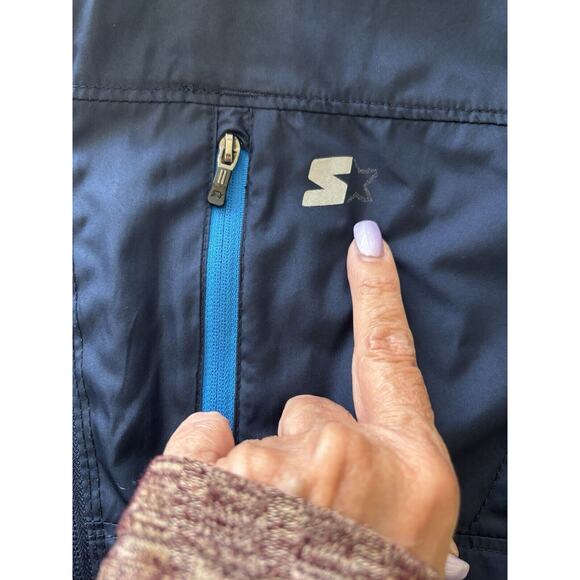 Starter Jacket Mens Larger Dark‎ Navy Warm Up Jacket Zip Up Front Pockets - Picture 7 of 7